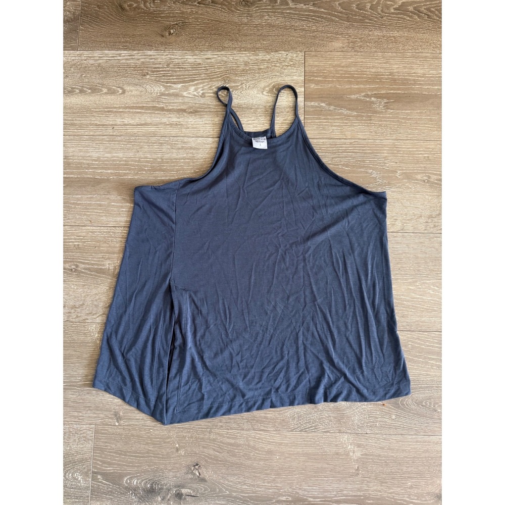 Athleta Women Gray High Neck Flowy Tank Top Side Slit Yoga Athletic Size L